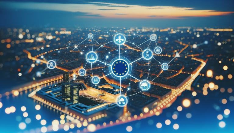 Fondo que combina 'PERTE (Proyectos Estratégicos para la Recuperación y Transformación Económica)' con Smart Grids/Redes Eléctricas Inteligentes, junto con un esquema simbolizando los proyectos económicos estratégicos. Fondo que mezcla 'PERTE' y Smart Grids con un esquema representativo de proyectos económicos estratégicos.